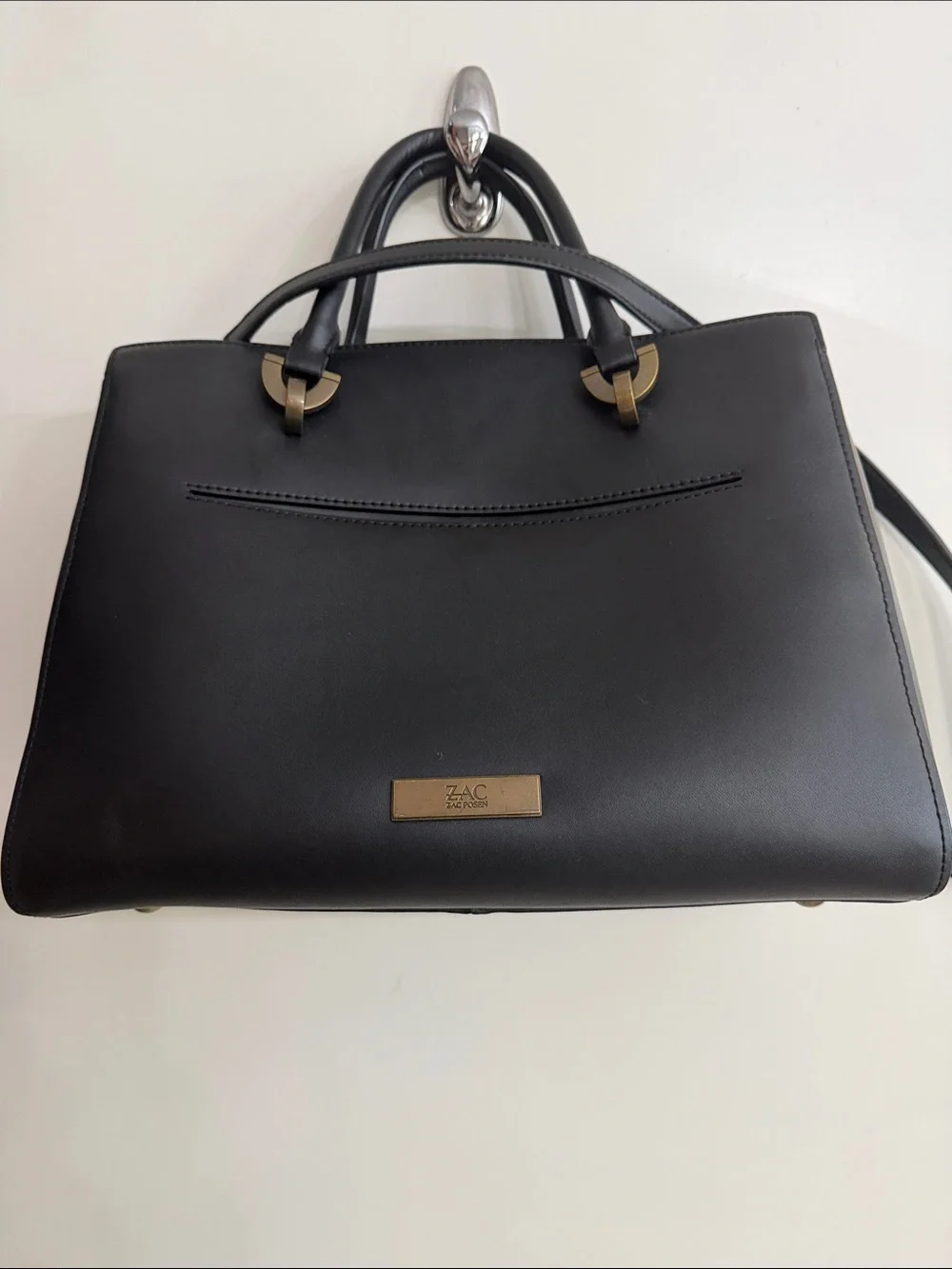 Zac Posen Black Satchel with Gold Hardware